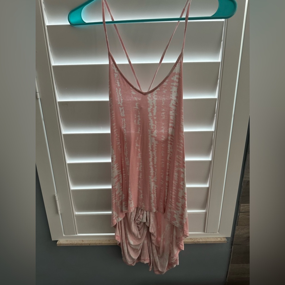 Pink and white tank top